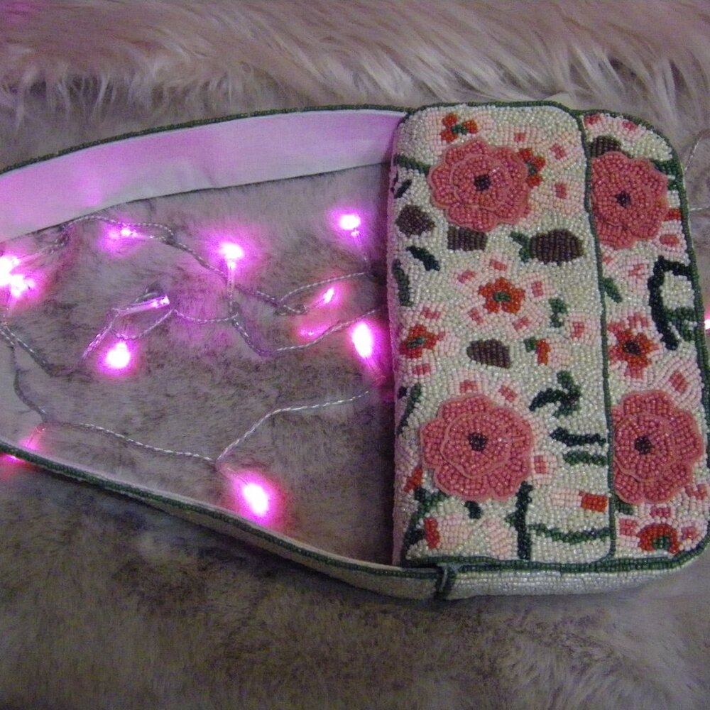 India Boutique Pink Floral Beaded Shoulder Bag - Picture 12 of 15